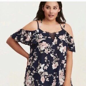 Torrid off the shoulder cold shoulder floral top